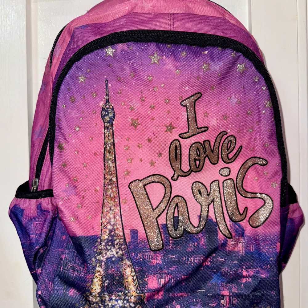 Pink and Purple 'I Love Paris' Kids Justice brand Backpack